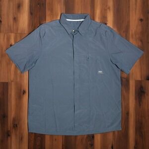 Helly Hansen Tofino‎ Solen Shirt Mens 2XL Blue Checkered Short Sleeve Button Up